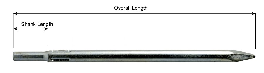 .498 Non-Turn Shank, Moil Point, 12" Long 3190-12-PL