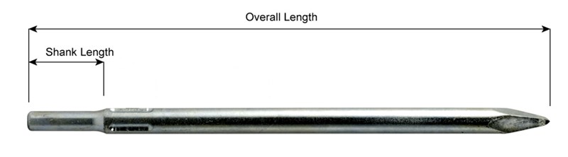 .498 Non-Turn Shank, Moil Point, 12" Long 3190-12-PL