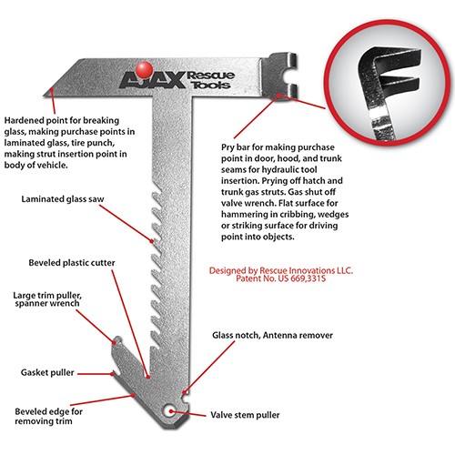 Extrication Tomahawk, Laminated Glass Cutting Tool 673-RT
